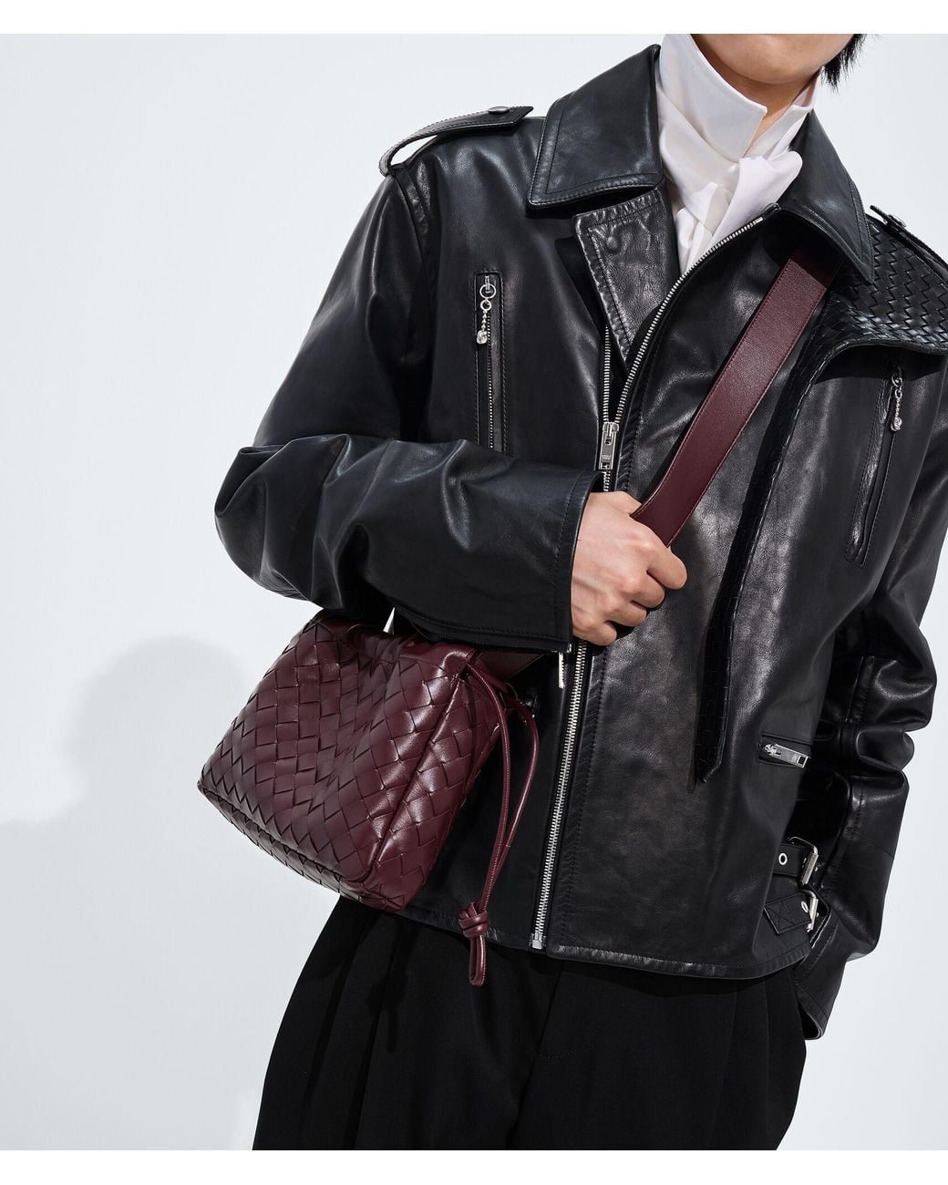 Bottega Veneta Purple Drawstring Shoulder Bag for men