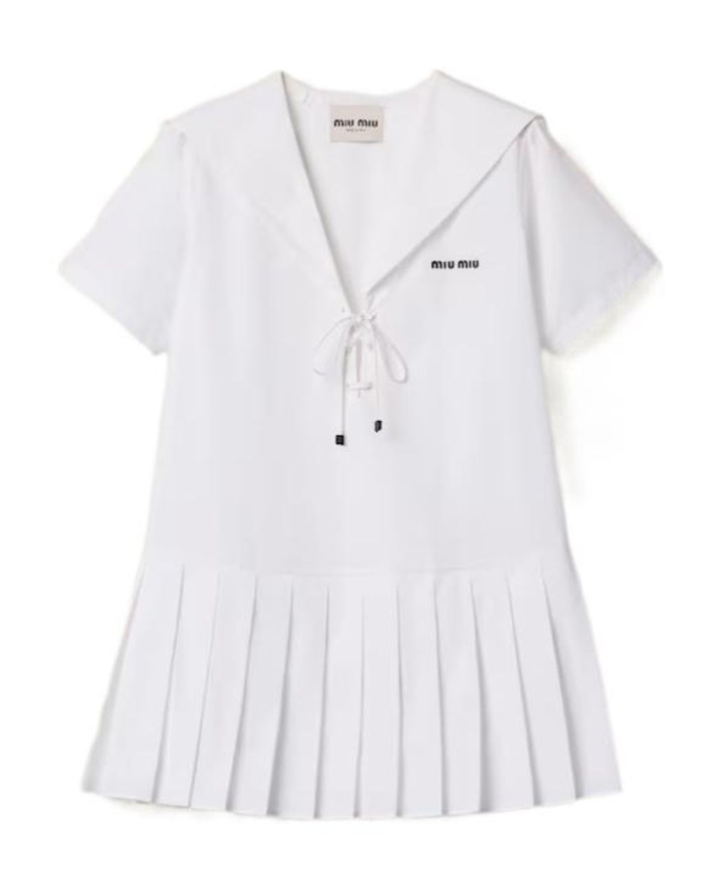 Miu Miu White Short-Sleeved Poplin Dress