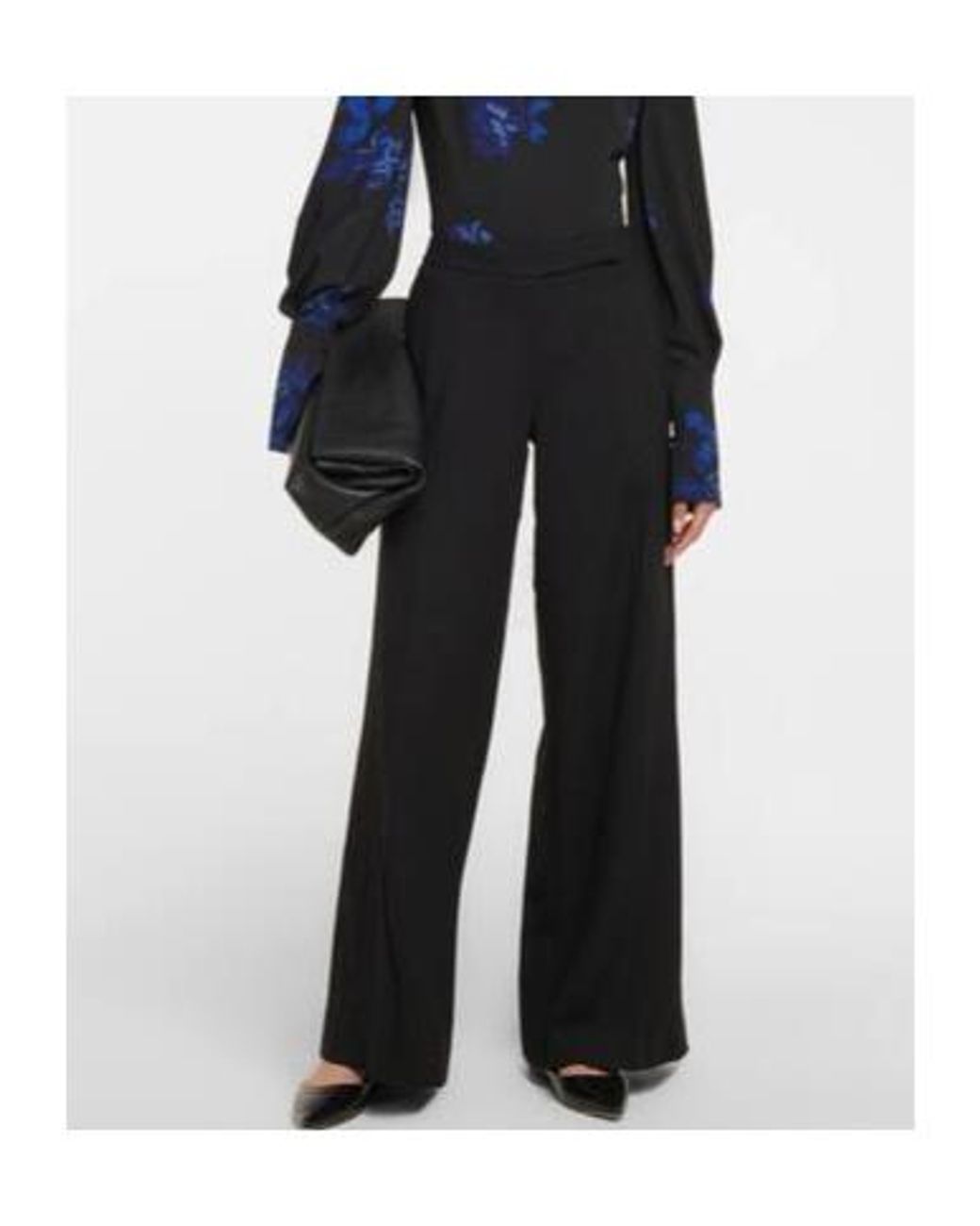 Emilia Wickstead Black Wool High-Rise Wide-Leg Pants