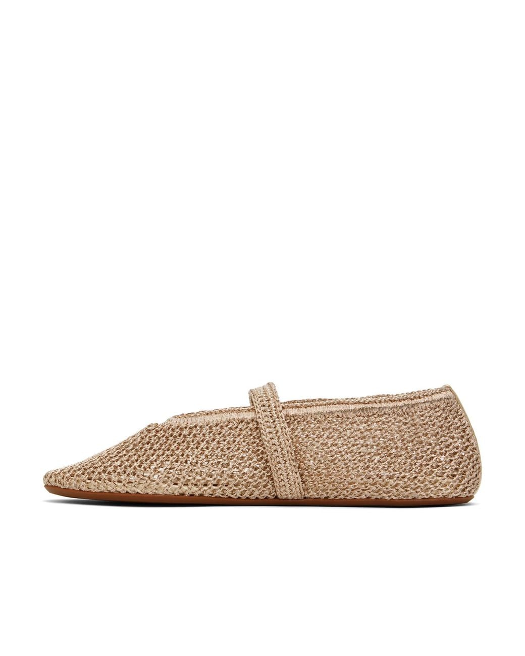 Alaïa Brown Alaïa Buckled Knitted Ballet Flats