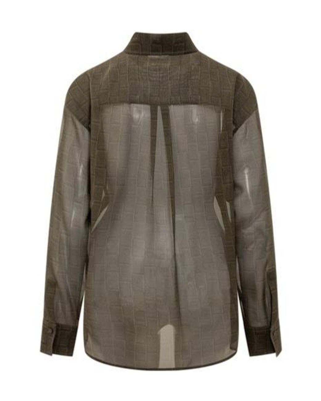 Ferragamo Green Ferragamo Monogrammed Semi-Sheer Shirt