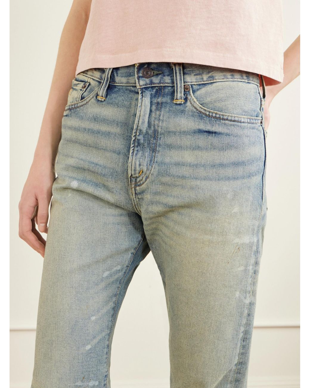 RRL Blue Mid-Rise Straight-Leg Jeans