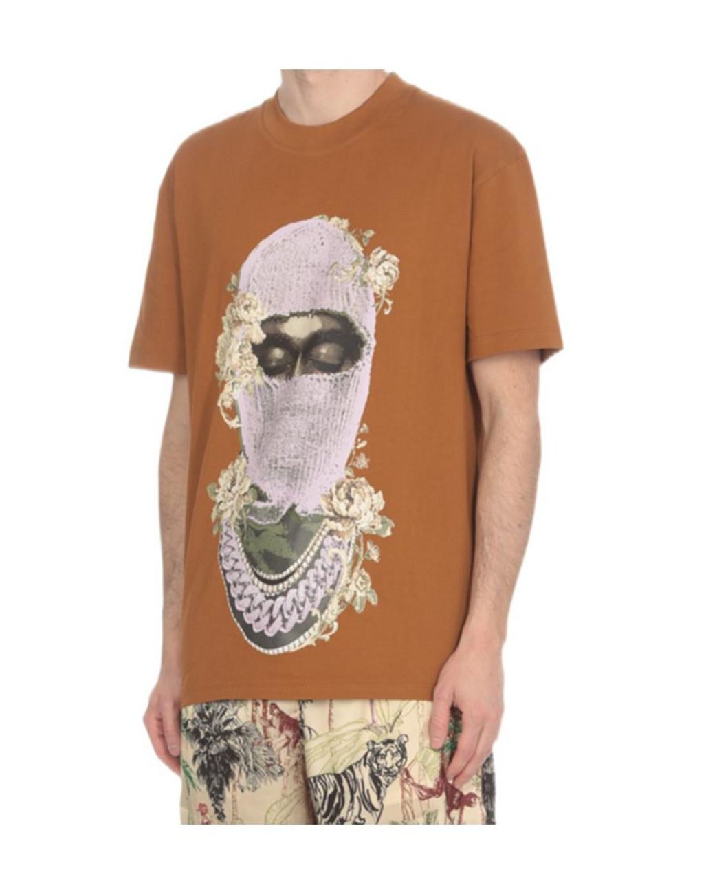 Ih Nom Uh Nit Brown Short-Sleeved T-Shirt With Round Neck for men