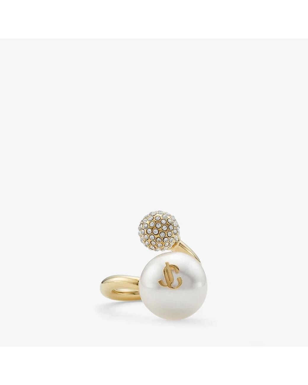 Jimmy Choo Metallic Auri Pearl-Embellished Ring