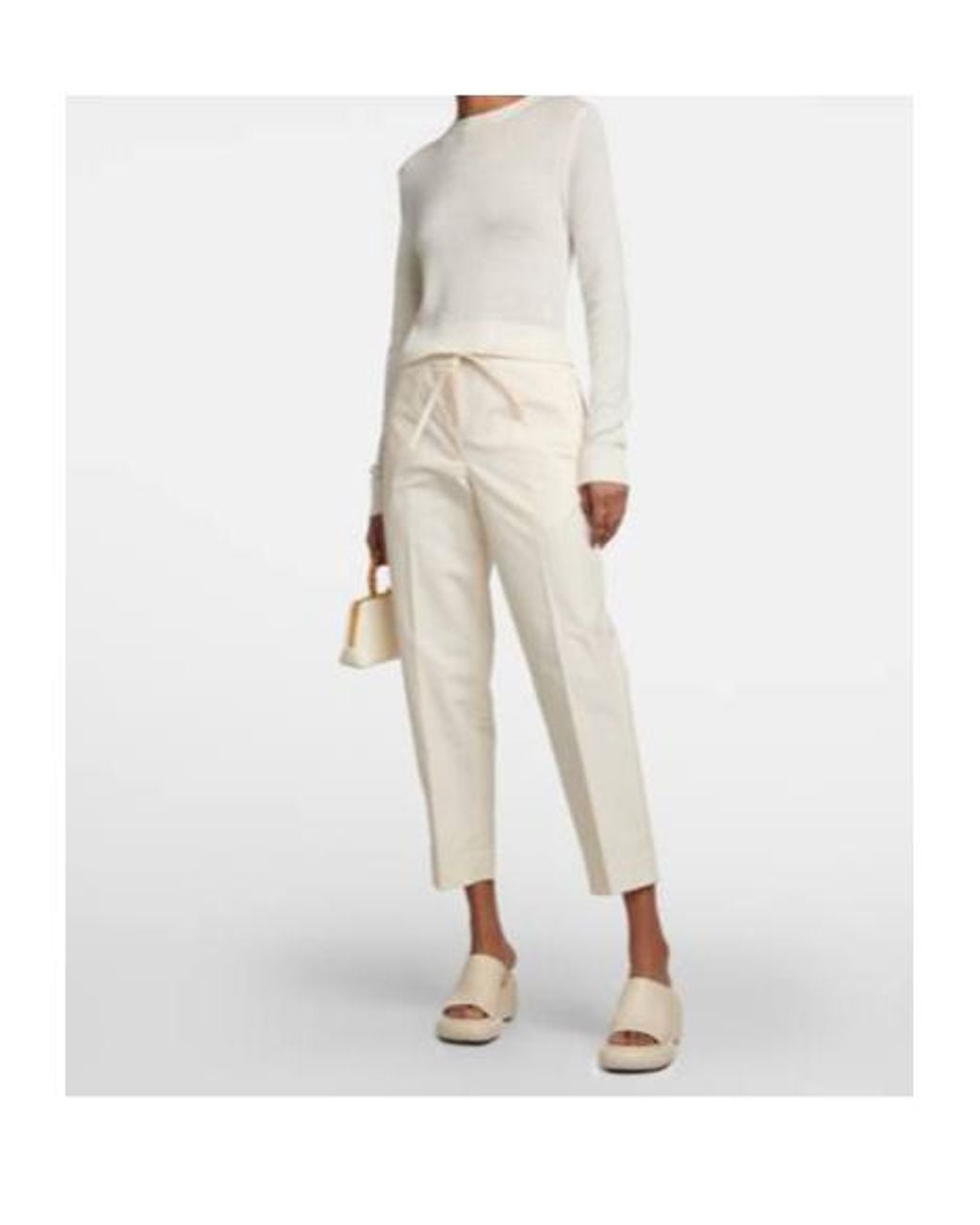 Jil Sander Natural High-Rise Cotton Pants