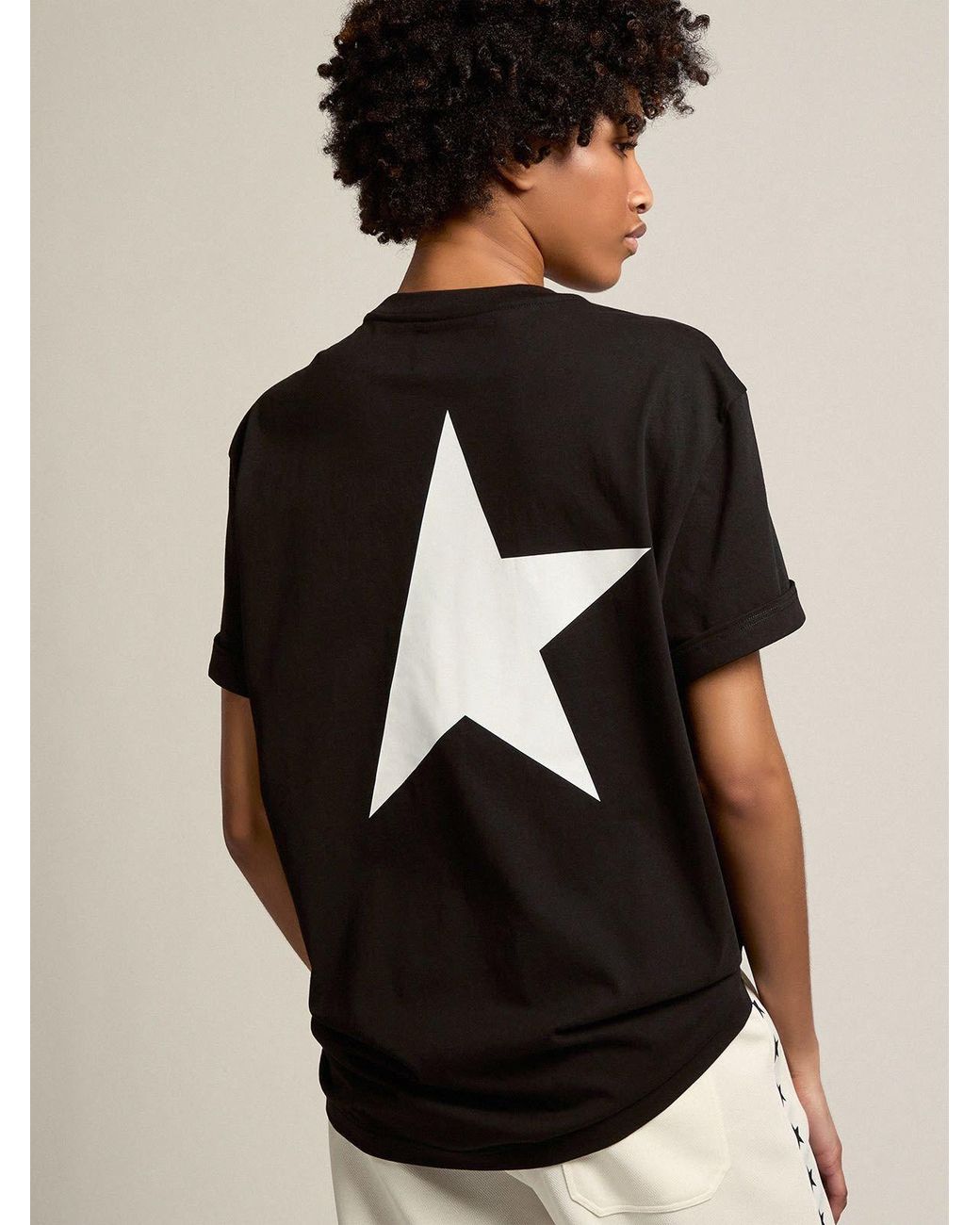 Golden Goose Deluxe Brand Black Logo Printed Crewneck T-Shirt