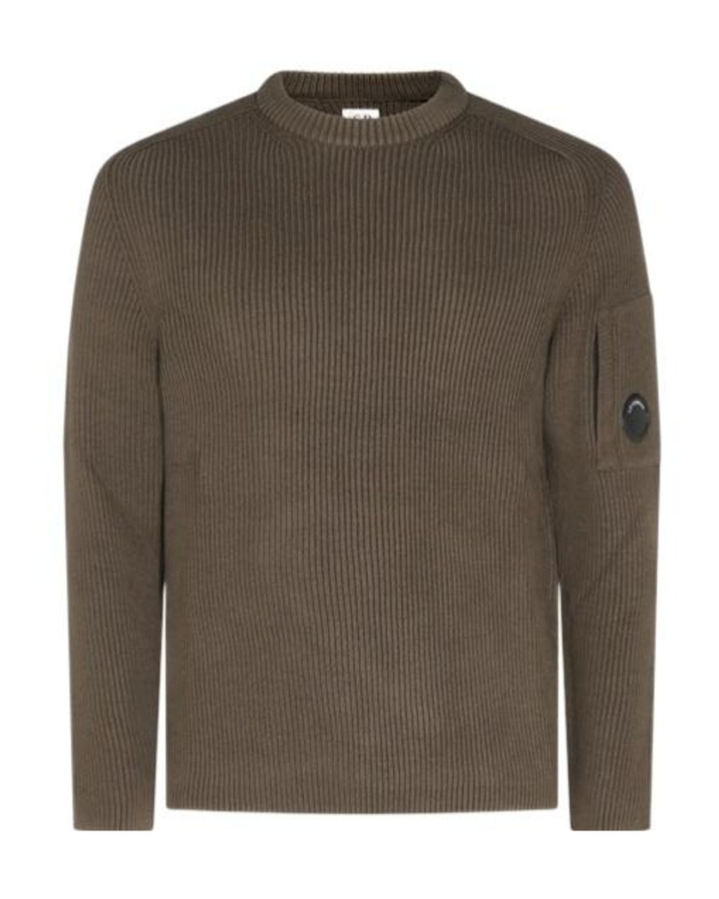 C P Company Green Ribbed Lens-Detail Knitted Sweater for men