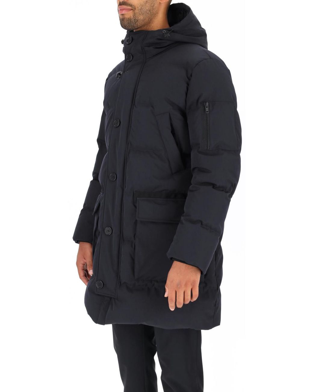 Fay Blue Quilted Parka Coat for men