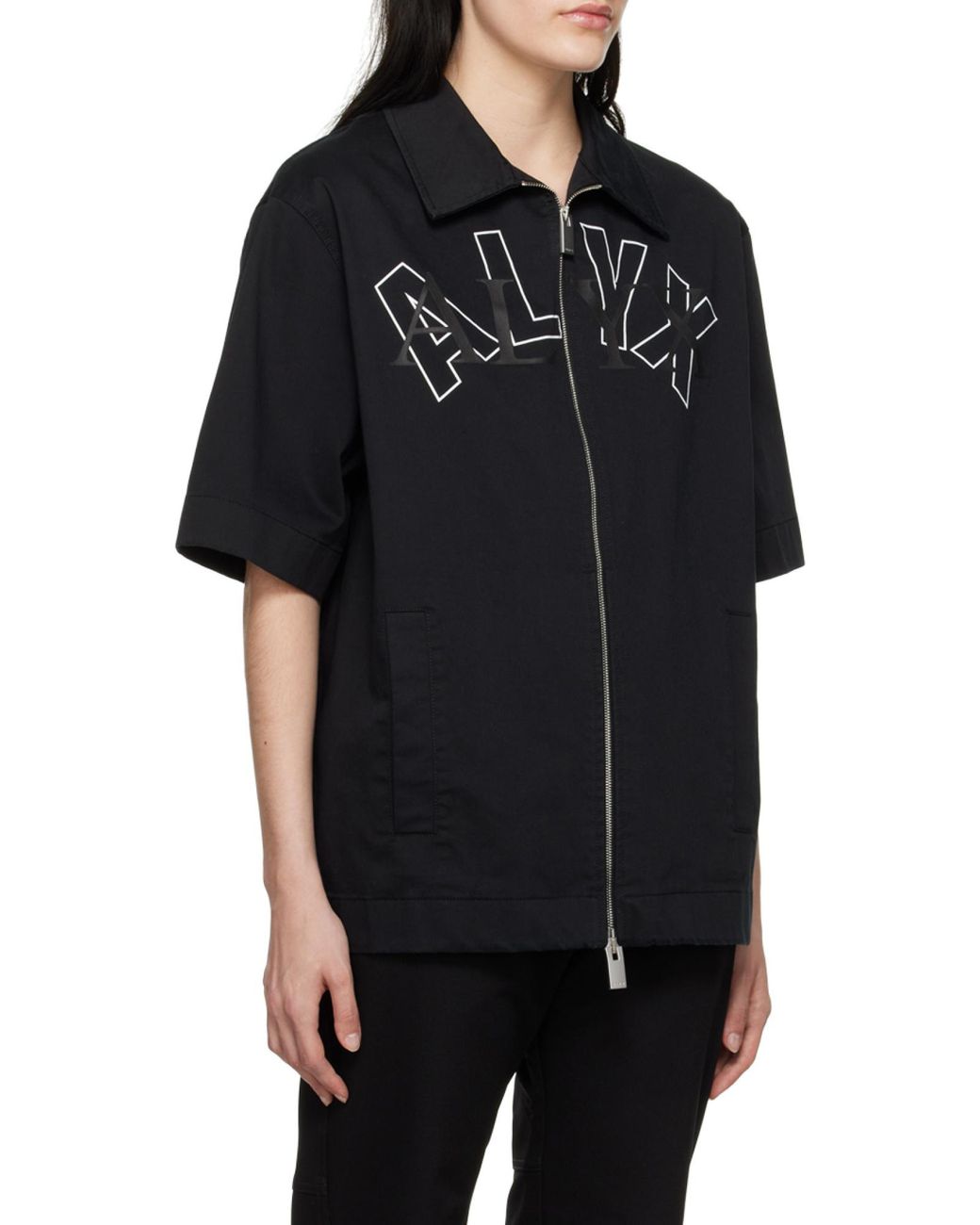 1017 ALYX 9SM Logo Short-Sleeve Zip Shirt in Black for Men | Lyst