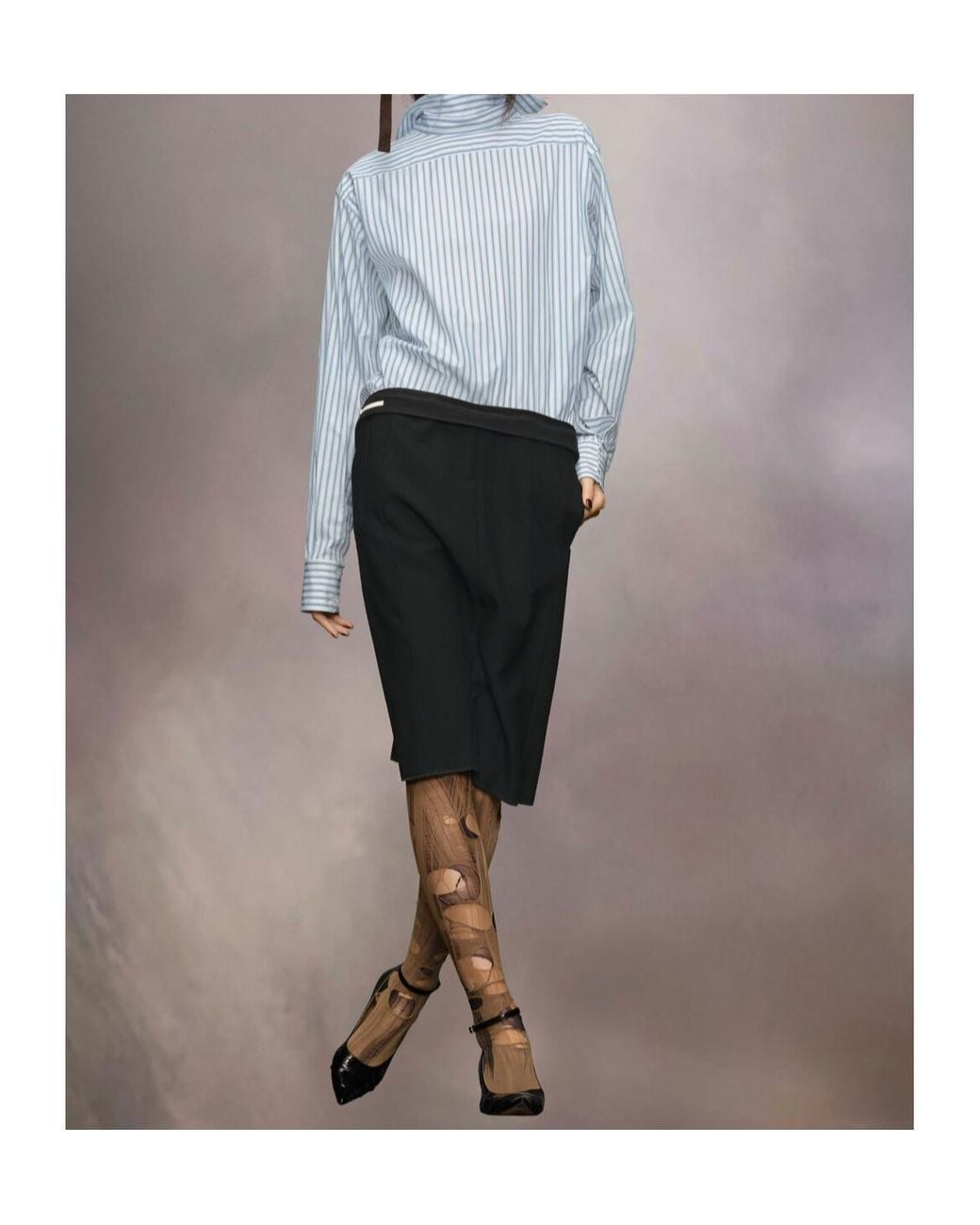 Maison Margiela White Reversed Stripe Shirtdress