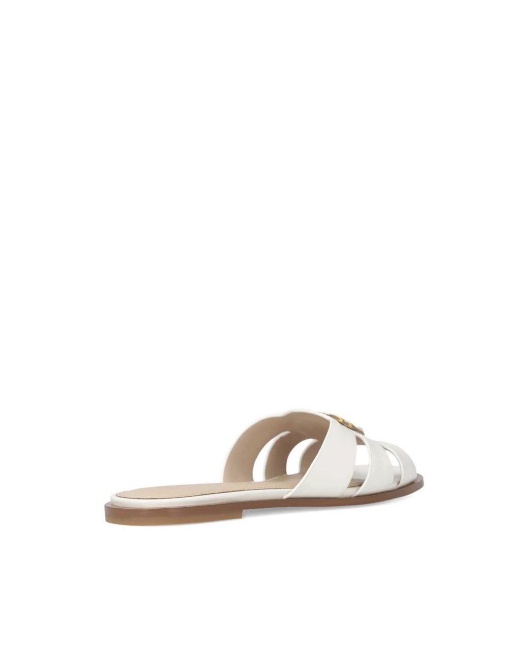 Pinko White Love Birds Cut-Out Flat Sandals
