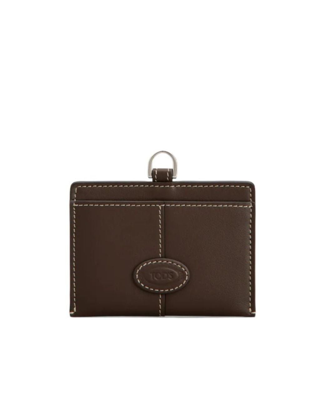 Tod's Brown Topstitch Badge Cardholder for men