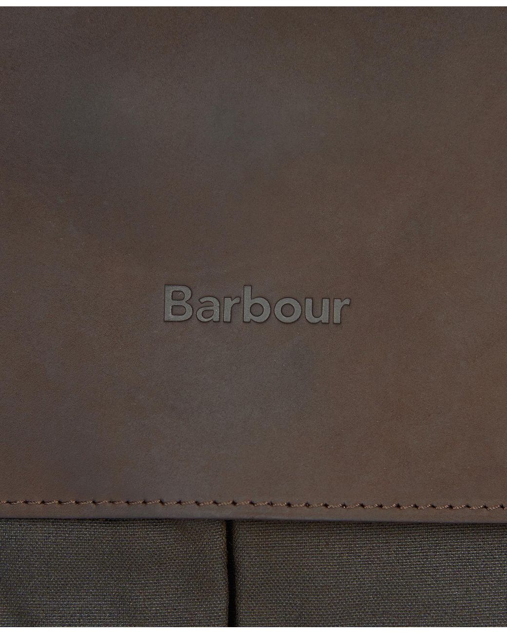 Barbour Brown Foldover Logo Embossed Briefcase for men