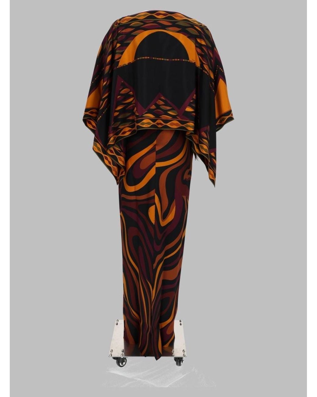 Emilio Pucci Multicolor Pucci Marmo Cape Detail Maxi Dress