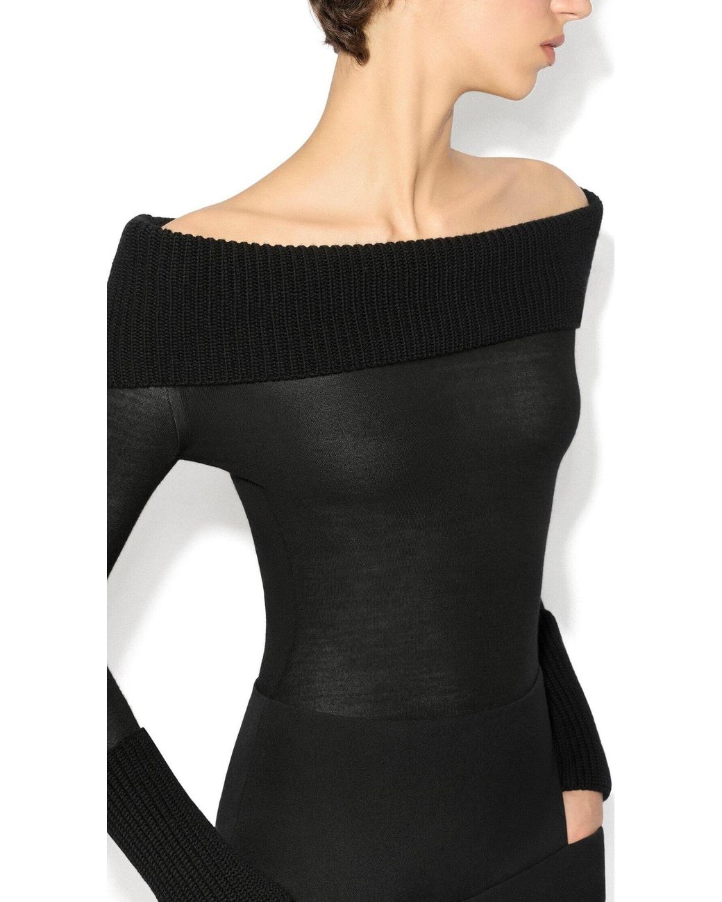 Alaïa Black Alaïa Off-Shoulder Bodysuit