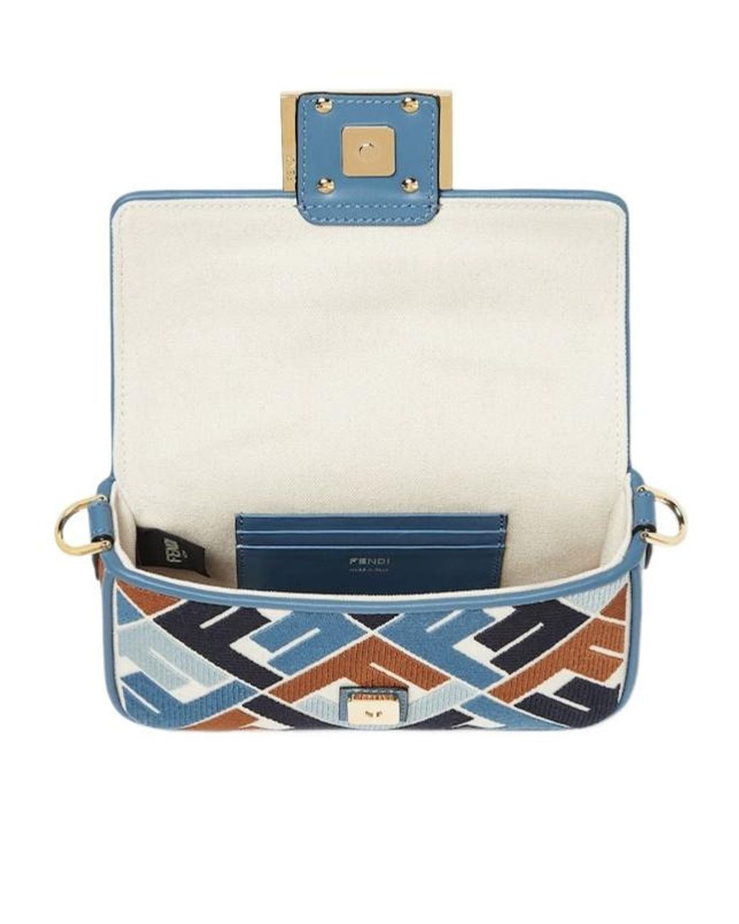 Fendi Canvas Bag With Ff Embroidery in Blue | Lyst