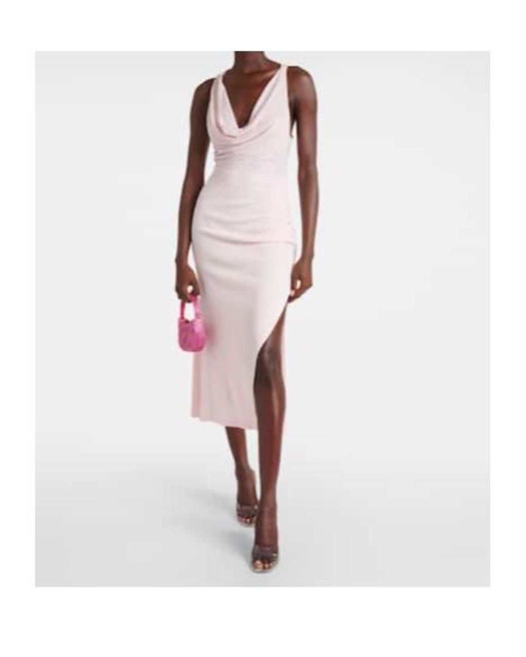 David Koma Pink Crystal-Embellished Midi Dress
