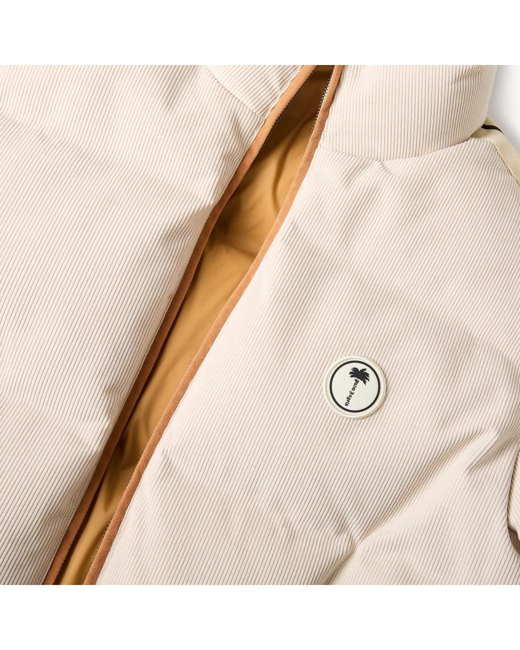 Palm Angels Natural Tree Logo Corduroy Down Short Puffer Jacket for men
