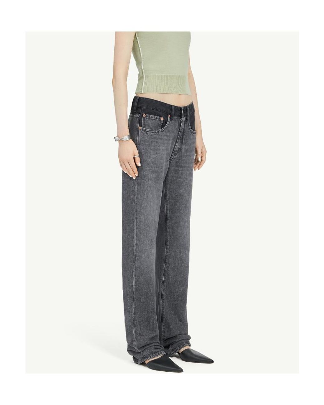 MM6 by Maison Margiela Gray Logo Patch Slim Cut Jeans