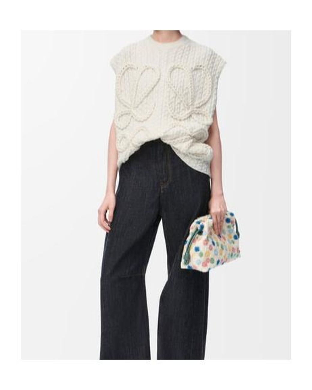 Loewe White Monogram Embroidered Knitted Vest