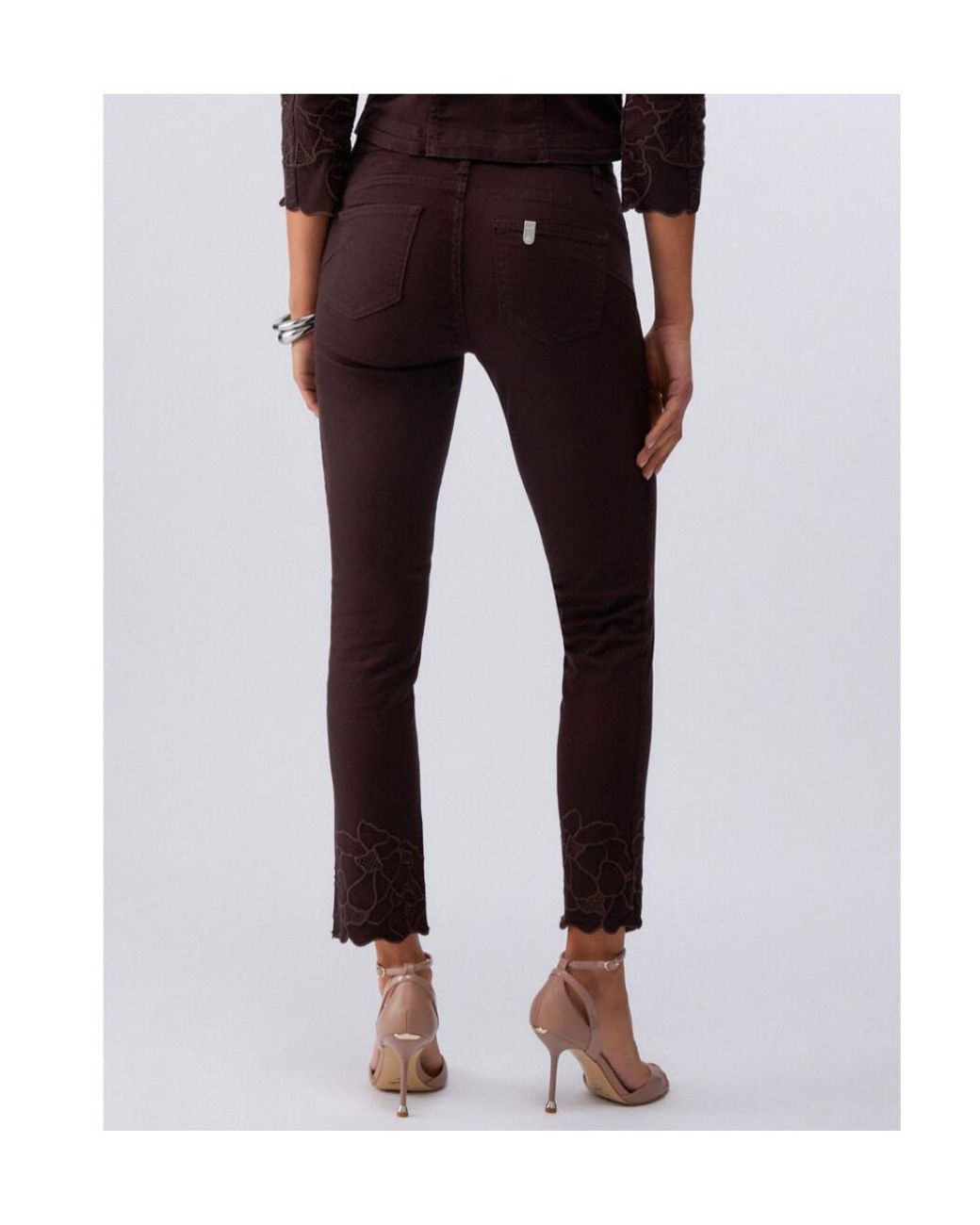 Liu Jo Purple Floral Embroidered Skinny Trousers