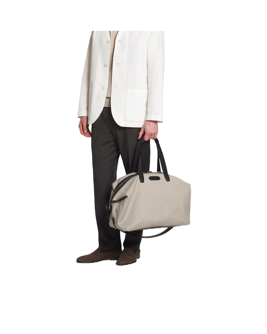 Brioni Gray Ribbed Canvas Via Veneto Duffle Bag for men