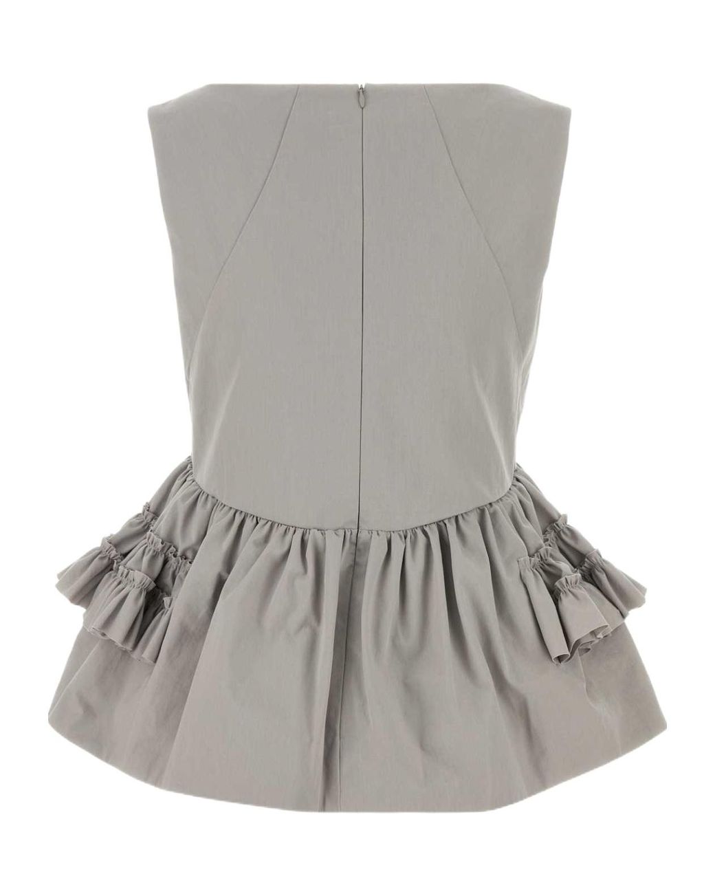 Dries Van Noten Gray Casey Ruffled Peplum Top