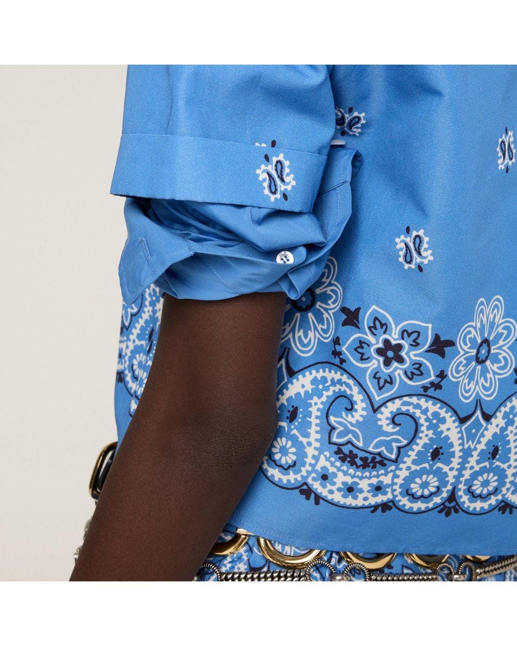 Miu Miu Blue Printed Poplin Shirt