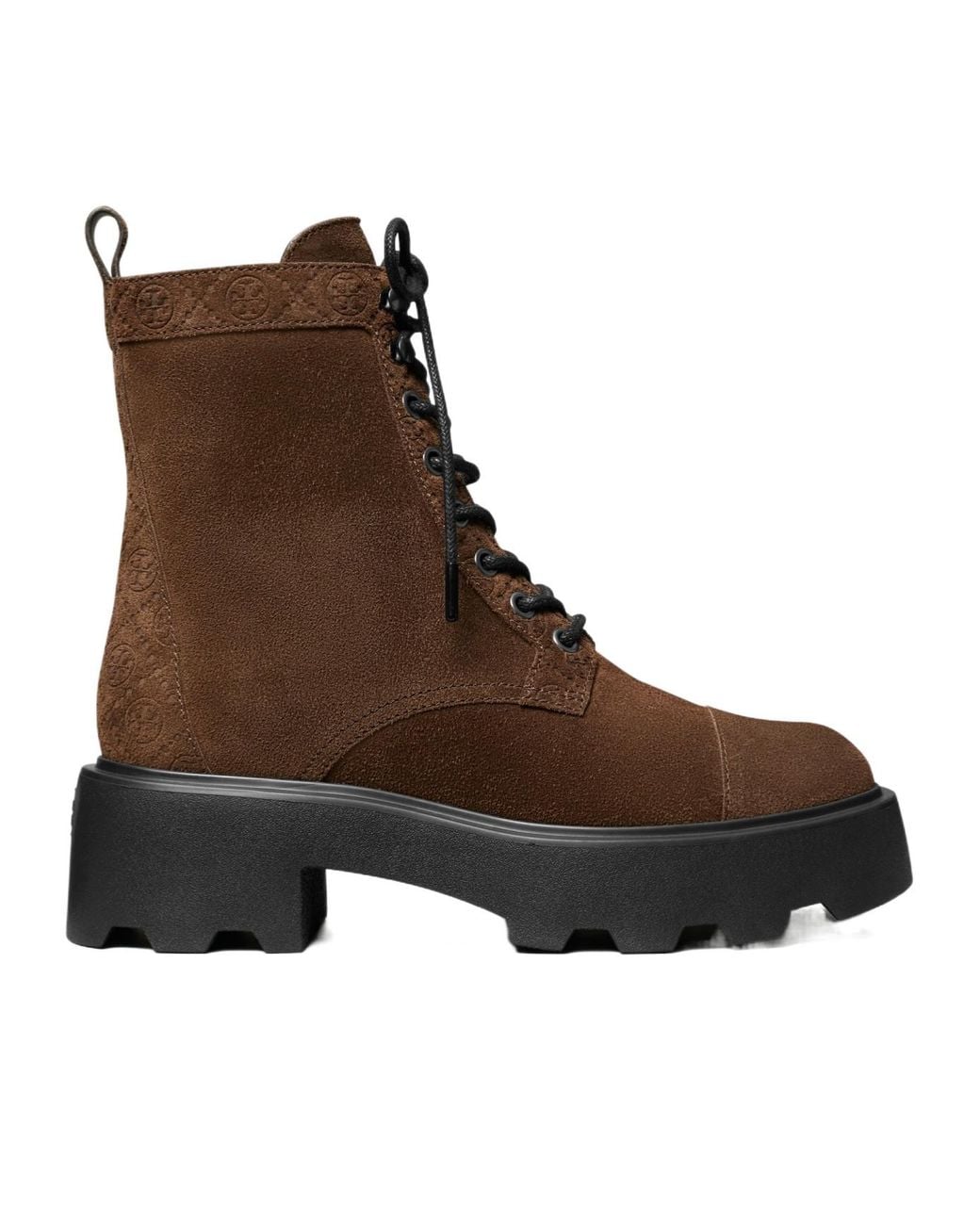 Tory Burch Brown Chunky-Sole Lace-Up Ankle Boots