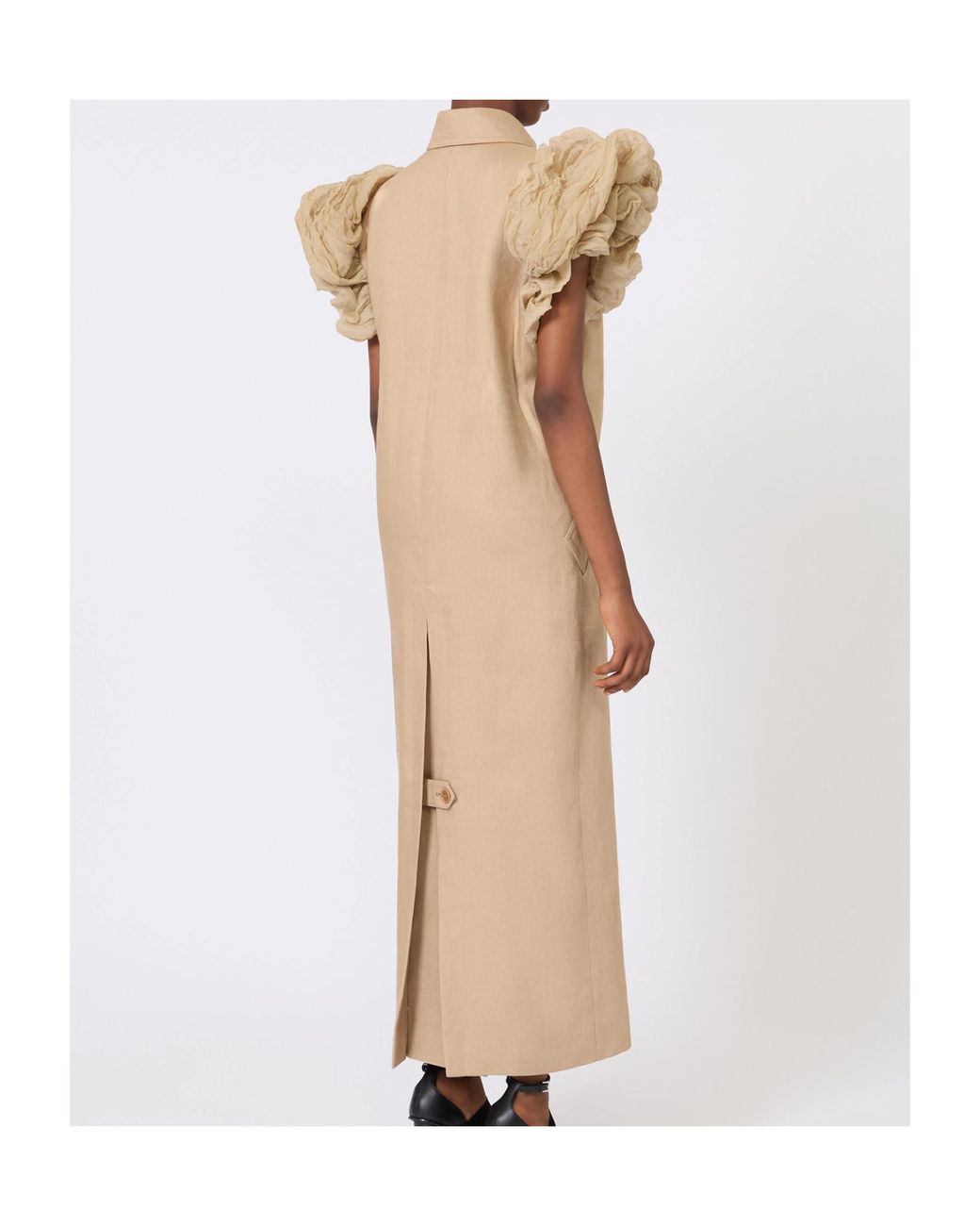 Max Mara Natural Mxsecru Puff-Sleeve Belted Dress