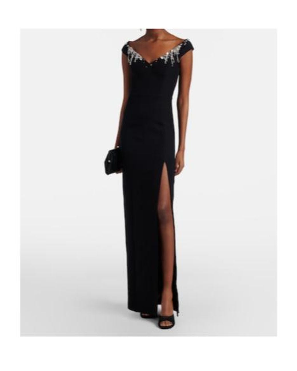 Safiyaa Black Lucrezia Embellished Crêpe Gown