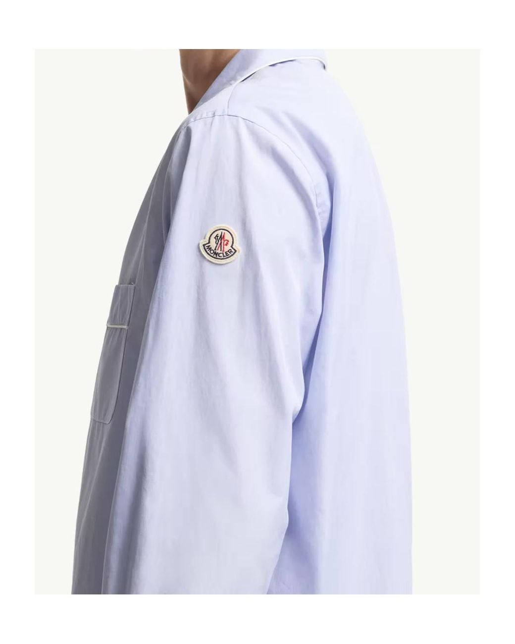 Moncler Blue Fil-À-Fil Cotton Long Sleeve Shirt for men