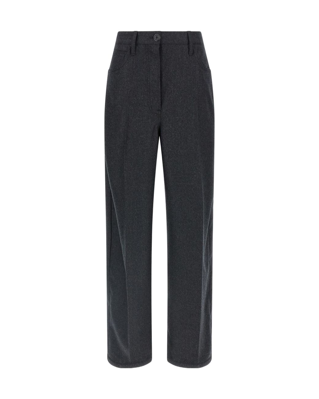 Prada Blue Logo Detailed Pleated Trousers