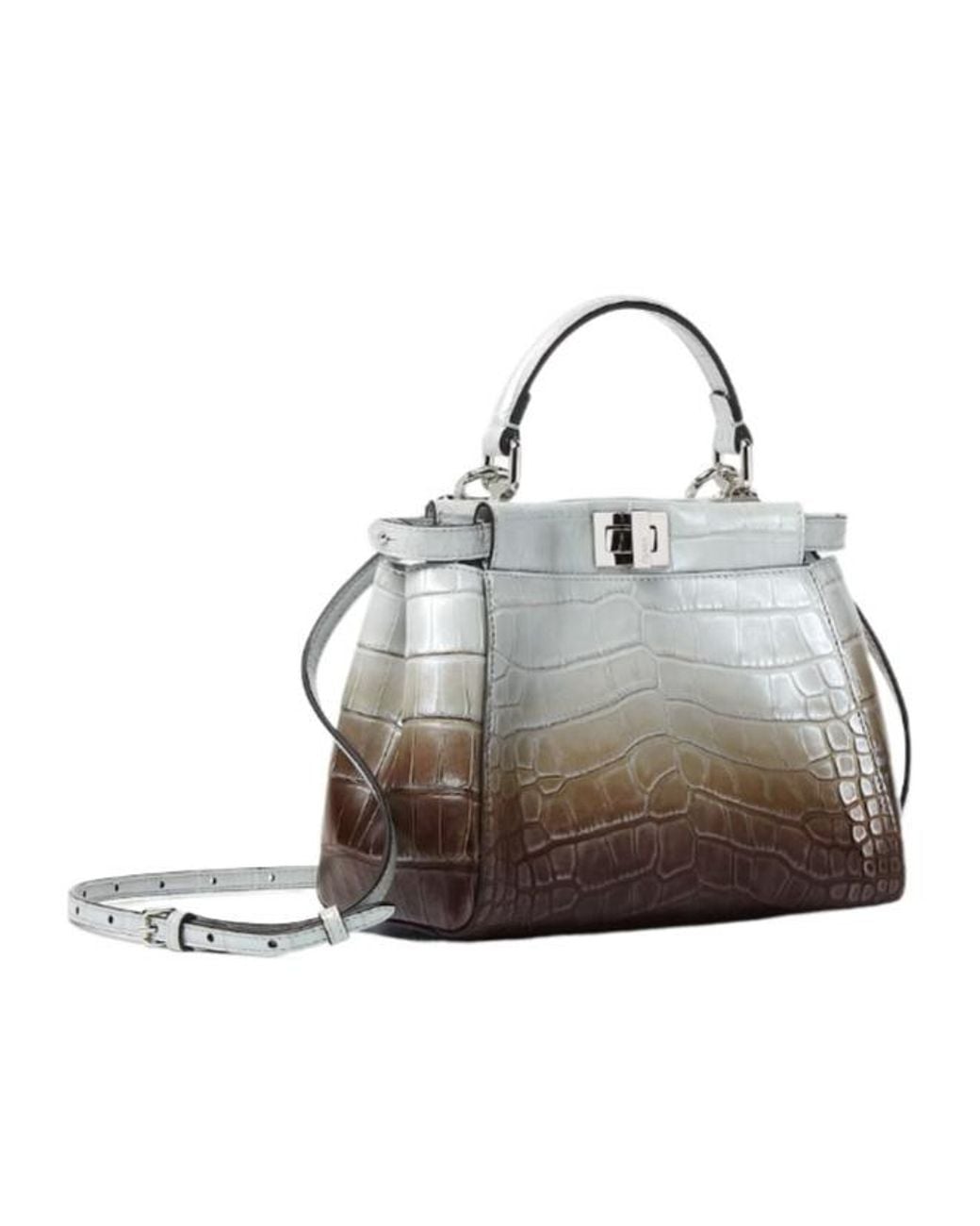 Fendi Gray Graduated-Effect Crocodile Bag
