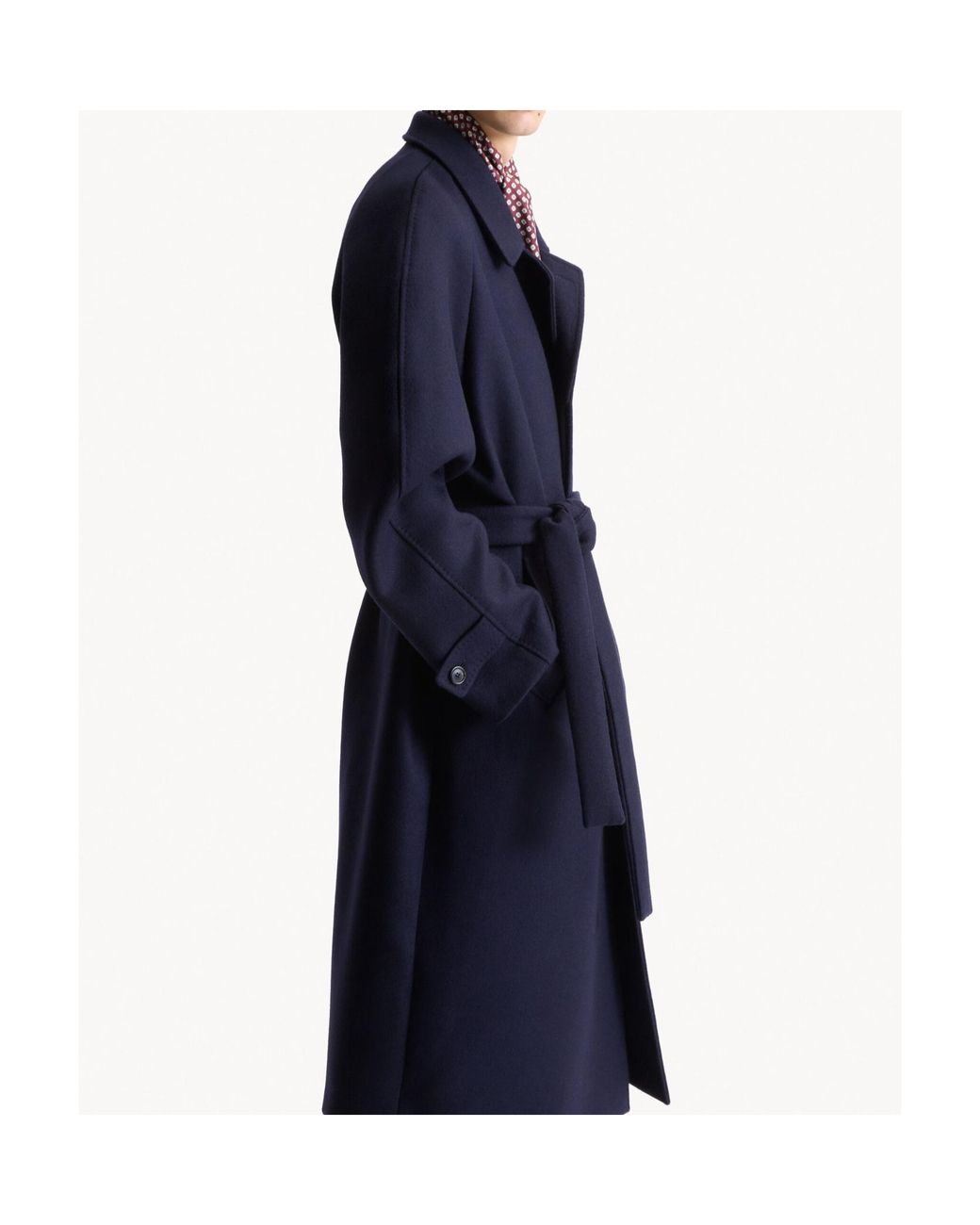 Saint Laurent Blue Belted Balmacaan for men