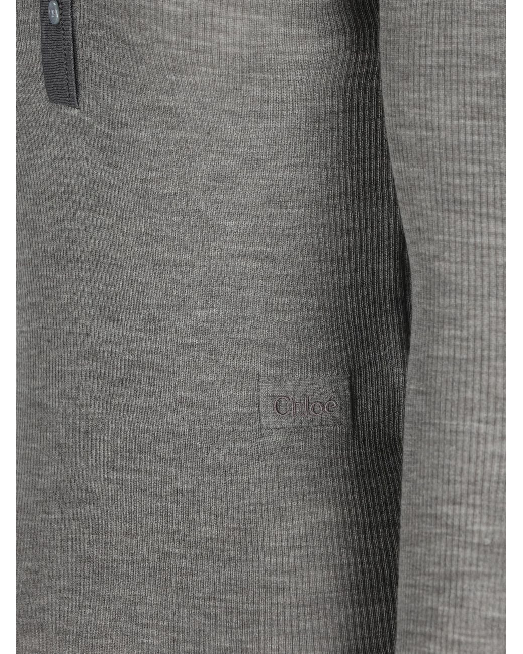 Chloé Gray Chloé Fitted Knit Henley Shirt