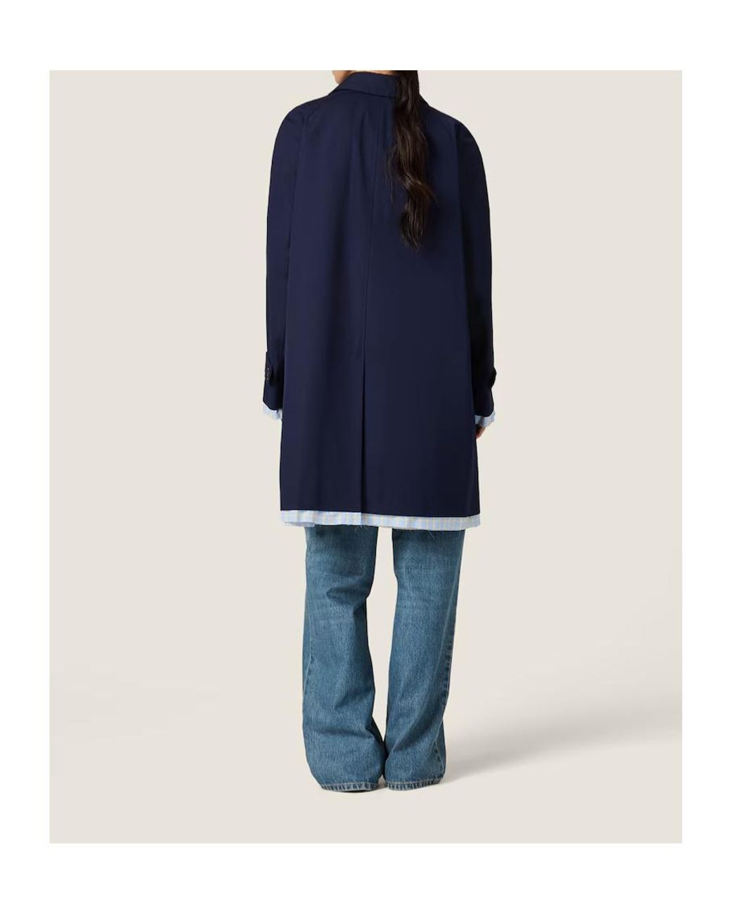 Miu Miu Blue Long-Sleeved Button-Up Coat