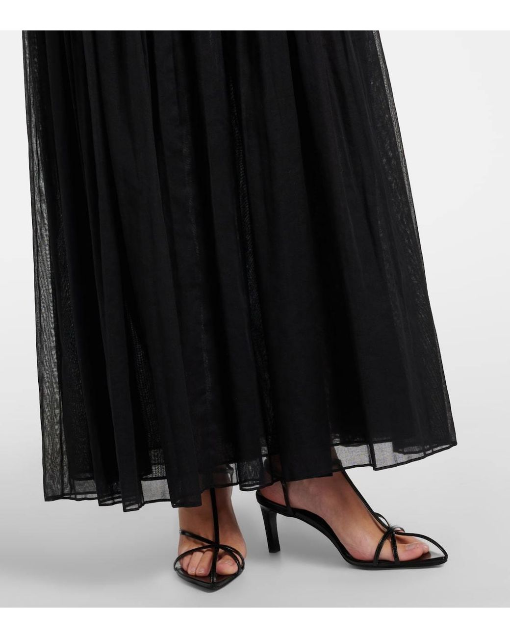 Rohe Black Pleated Wool-Blend Muslin Maxi Dress