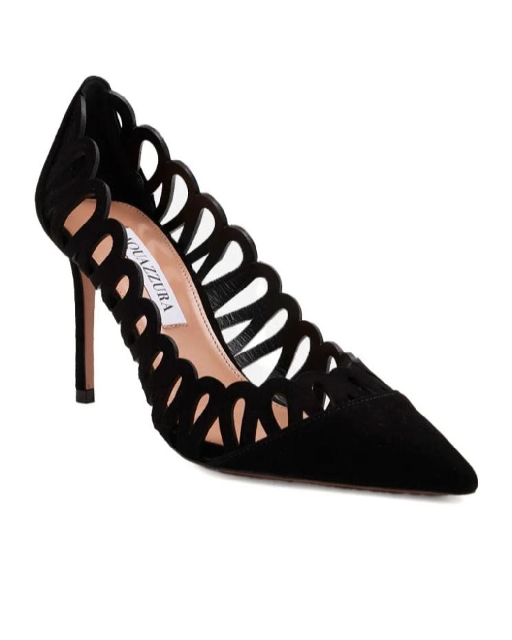 Aquazzura Black Peep Pointy-Toe Pumps