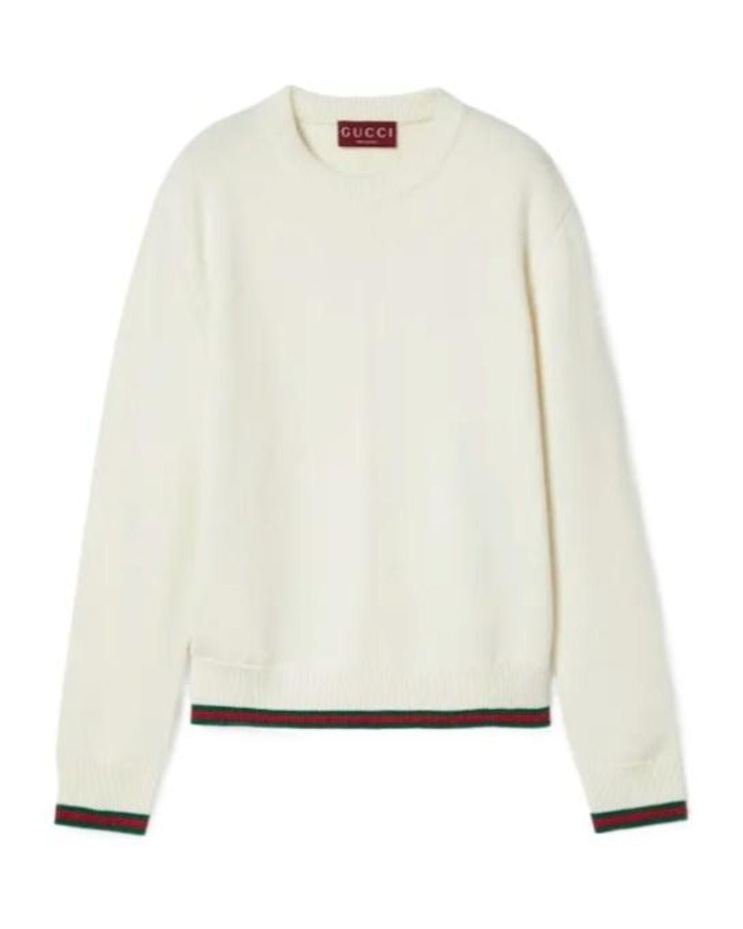 Gucci White Trim Detailed Crewneck Knit Sweater