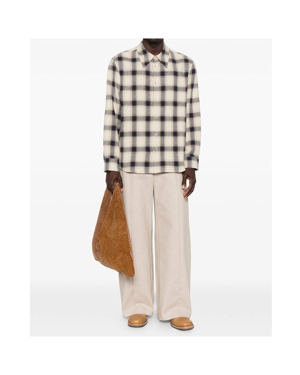 Séfr Gray Plaid Long-Sleeved Shirt for men