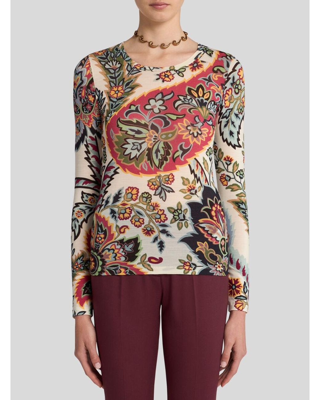 Etro Multicolor Paisley Jersey Top