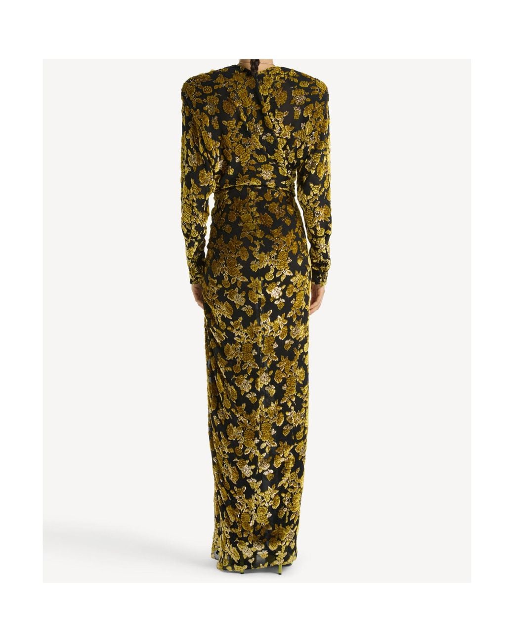 Balmain Green Long Velvet Jacquard Dress