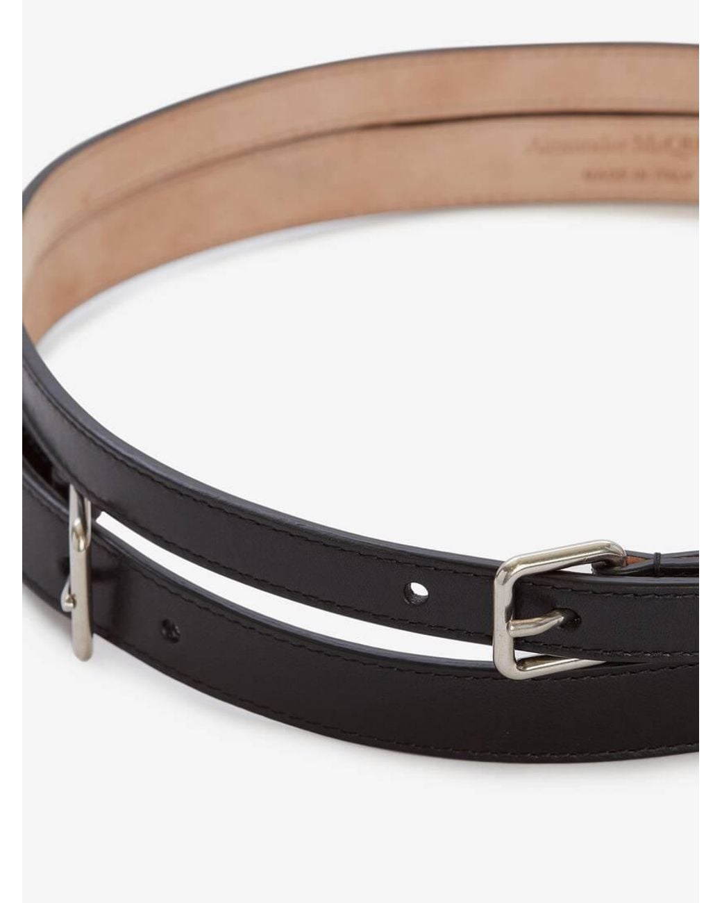 McQueen White Thin Double Wrap Belt