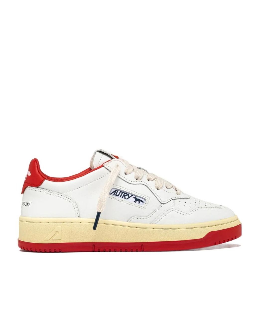 Autry White X Maison Kitsune Logo Printed Sneakers for men