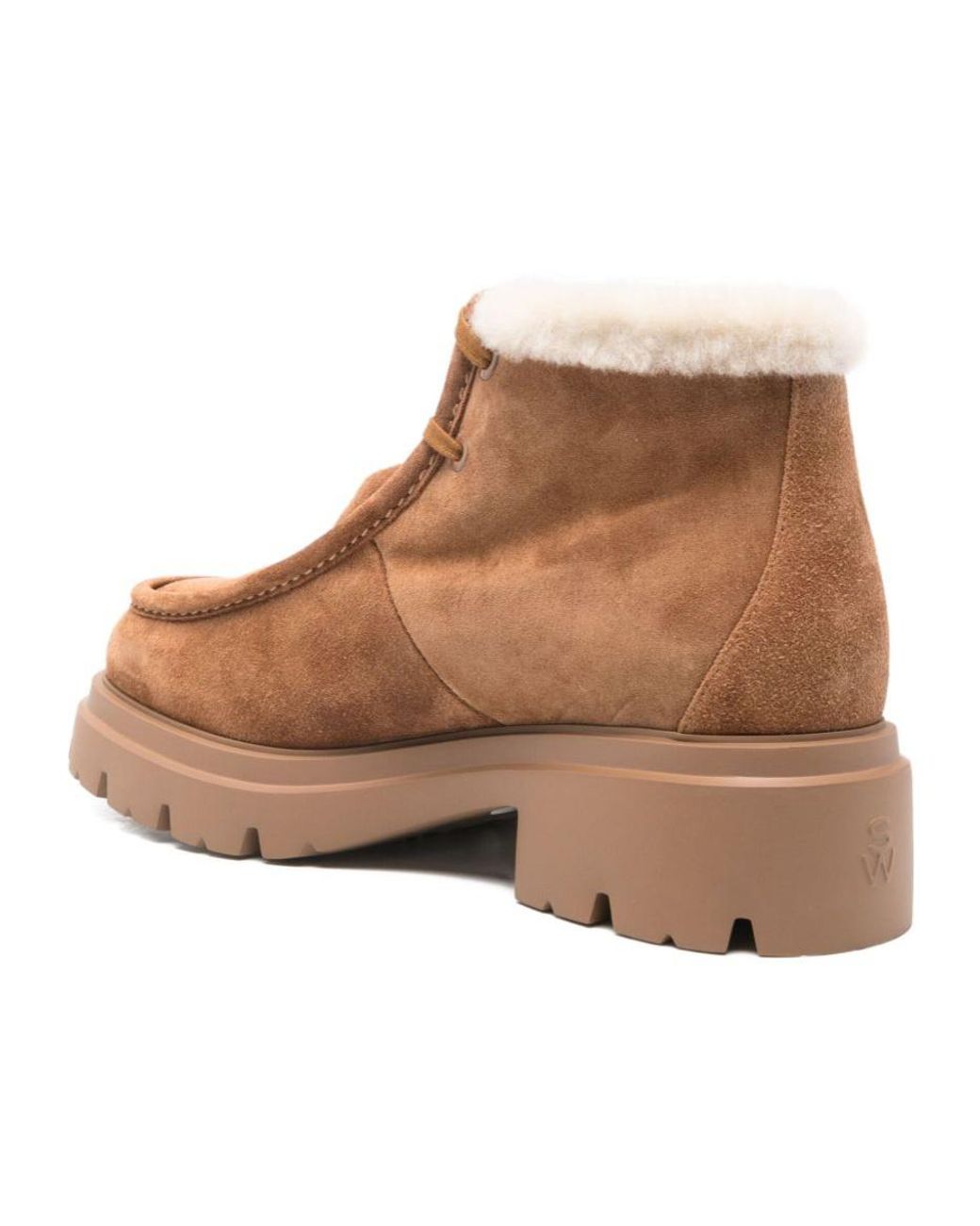 Stuart Weitzman Brown Hudson Shearling Chukka Boots