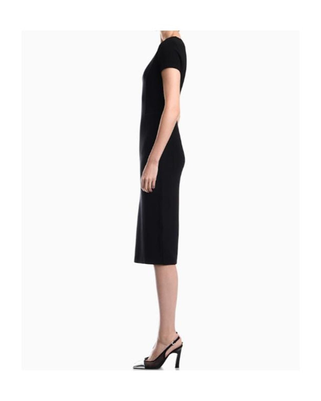 Emporio Armani Black Short-Sleeve Fitted Dress
