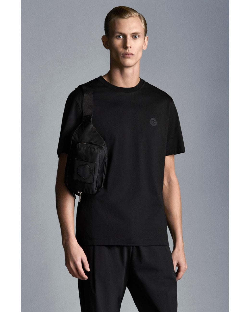 Moncler Black Vertical Logo T-Shirt for men