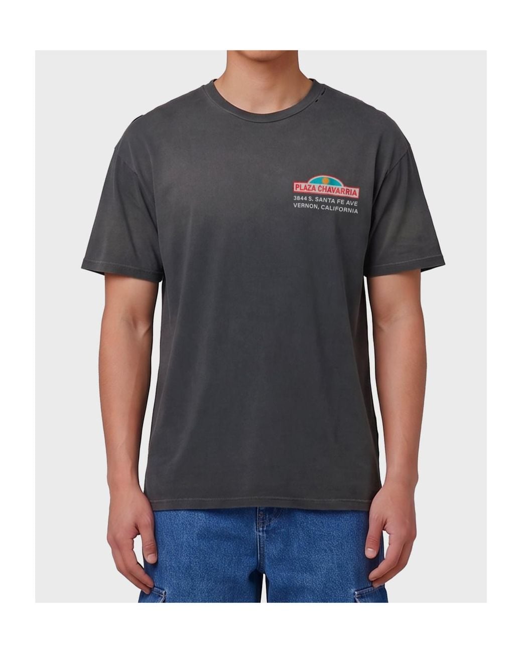 Willy Chavarria Black Graphic-Print Distressed T-Shirt for men