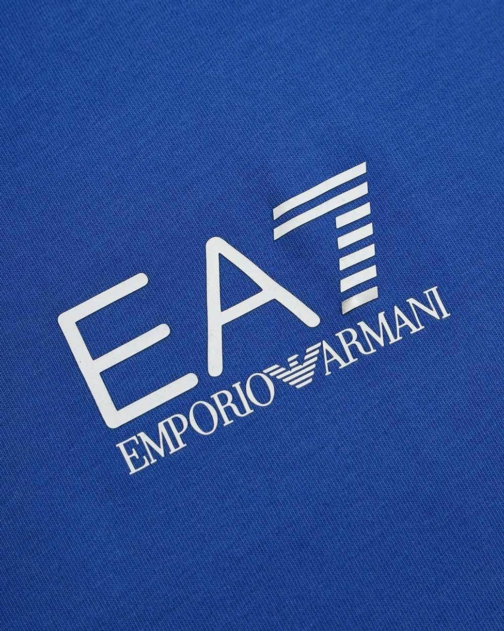 EA7 Blue Round Collar Logo T-Shirt for men